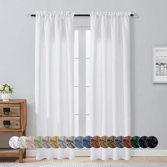 Aiyufeng Pure White Curtains for Bedroom 84 Inch Length 2 Panels Set, Room Darkening Window Treatment, Light Filtering Curtain Drapes, Soft Casual Rod Pocket Privacy Curtains, W40 x L84 Inch