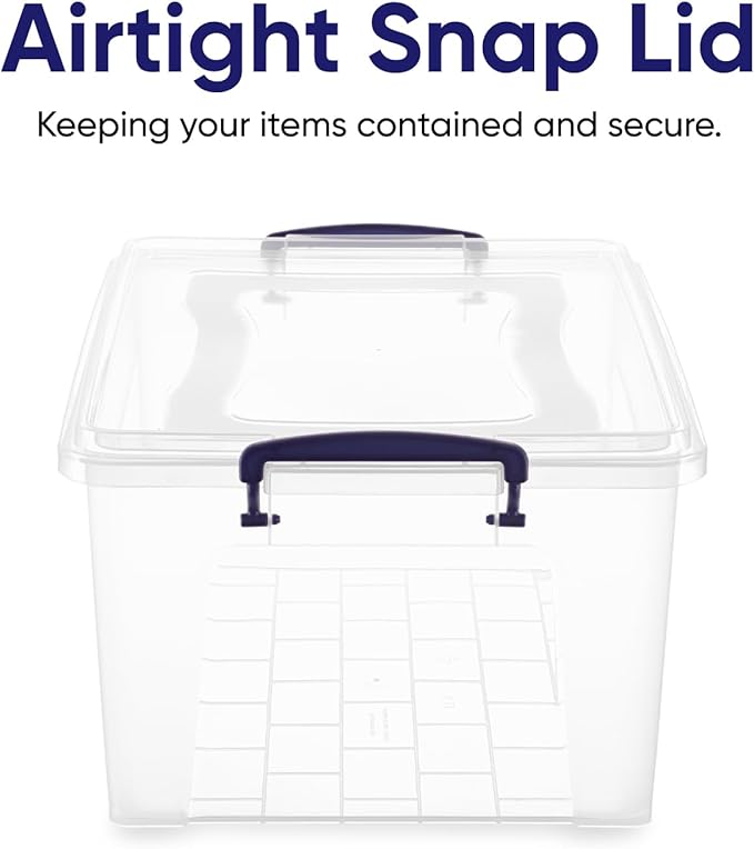 Superio Clear Storage Boxes with Lids, 28.5 Quart BPA Free Plastic Containers, Bins for Organizing, Stackable Crates, Organizer Totes for Home, Office, School, and Dorm, 5 Pack