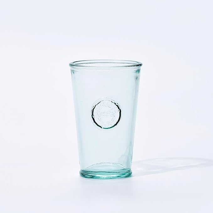 Recycled Glass Drinking Glasses Set Of 6, 10oz Authentic Glass Drinking Glasses, Made Of 100% Recycled Glass, Juice Glasses, Dishwasher-Safe Kitchen Glasses, Lead-Free, Made in Spain.