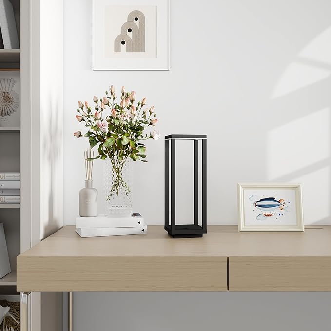 Cordless Table Lamp Rechargeable, IP55 Waterproof, 60h Runtime Protable Outdoor Table Lamps, 3 Color Stepless Dimming Battery Powered Table Lamp for Dinner/Restaurant/Bedroom/Cafe