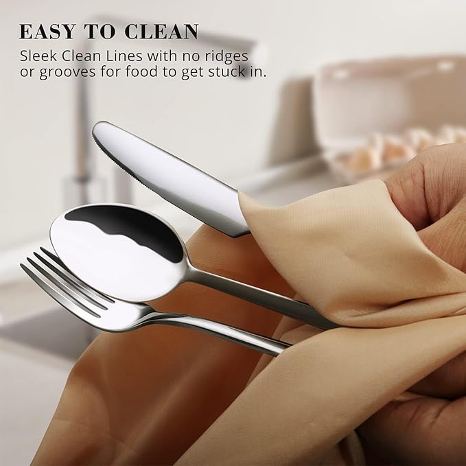 KINGSTONE Silverware Set, 10 Piece Flatware Cutlery Set for 2, 18/10 Stainless Steel Silverware Mirror Polished Dishwasher Safe for Home, Restaurant, Wedding, Party