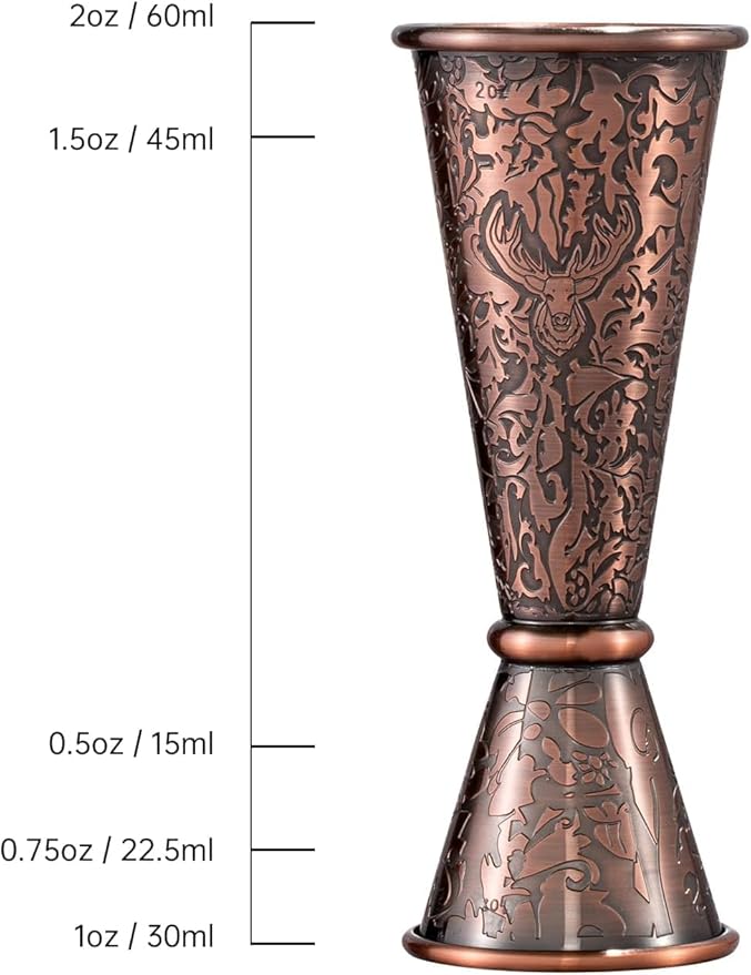 Sky Fish 3D Etched 18-Piece Bartender Kit Stainless Steel Boston Cocktail Shaker Set Copper Plated Bartending Tools Suit for Bar Tools Set Mixology Enthusiasts, Professional Bartenders and Home Drink