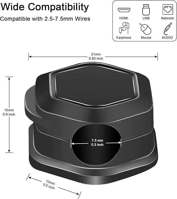 Cord Organiser, 20 Piece Magnetic Desktop Cord Clamp Management, Adjustable Cord Holder, Strong Bonding Cord Charger Holder for Home, Office, Car, Desk, Nightstand