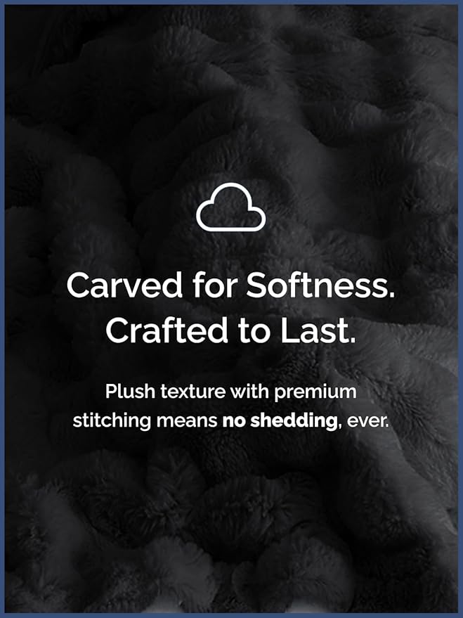 Fluffy Blanket Throw Size - Faux Fur Throw for Couch or Bed - Ultra Plush Soft Extra Thick Faux Fur Rabbit Blanket - Comfy, Fuzzy, Warm & Breathable - Luxury Minky Tie Dye Bedding - 50" x 60", Black