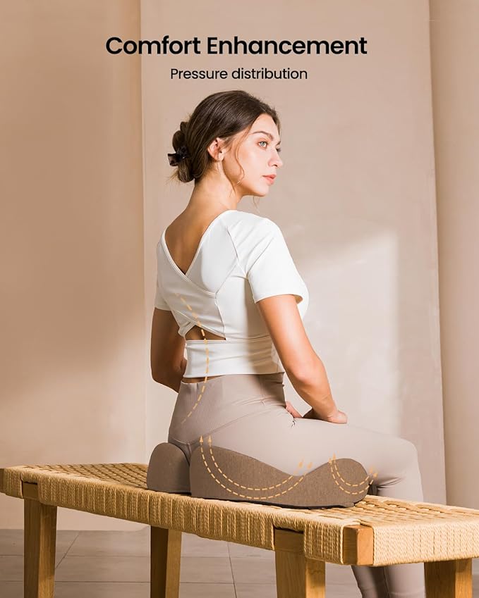 ProtoArc Seat Cushion, Office Chair Cushion for Sciatica, Coccyx Cushion, Ergonomic Memory Foam Seat Cushion for Car, Home, Pressure Relief Pad for Hip, Tailbone, All Day Comfort - Coffee