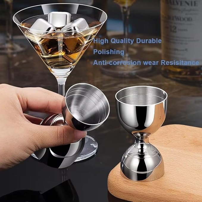 Homestia Premium Bell Jigger, with Measurements Inside 2 oz 1 oz, Shot Measure Double Jigger, Bar Jigger Liquor Alcohol Measuring for Bartending, Stainless Steel Bartender Jiggers with Pourer