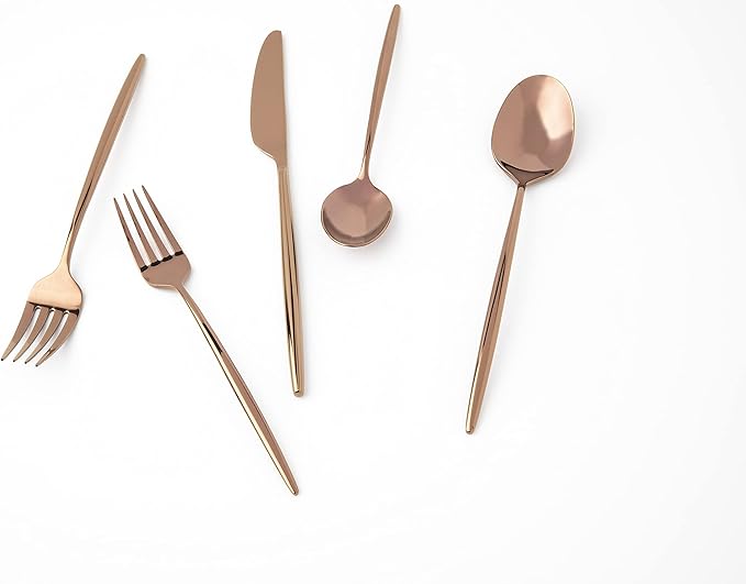 Cambridge 505320CKW12R Gaze Copper Mirror 20 Piece Flatware Set, Service for 4