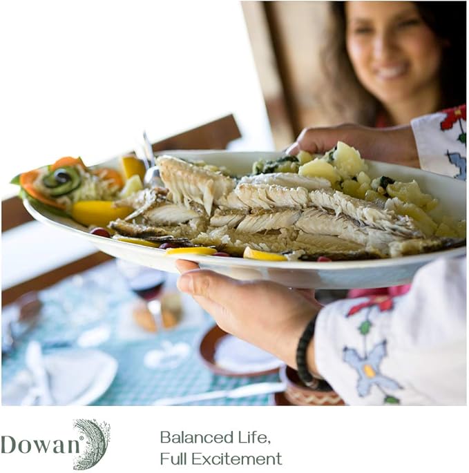 DOWAN 14" Serving Platters for Entertaining, Oval Soft White Serving Plates, Party Serving Trays and Platters Oven Safe, Porcelain Dinner Serving Tray Serving Dishes for Meat, Set of 2