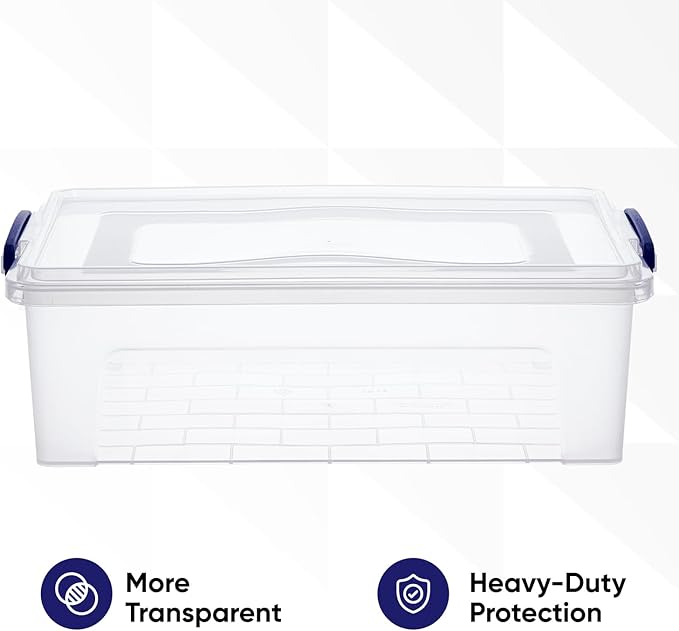 Superio Clear Storage Boxes with Lids, 22 Quart BPA Free Plastic Containers, Bins for Organizing, Stackable Crates, Organizer Totes for Home, Office, School, and Dorm