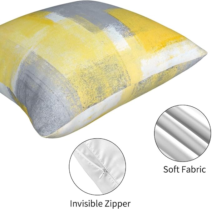 Yellow Decorative Throw Pillow Covers 18x18 Set of 4 Teal Pillow Cover Modern Abstract Art Decorative Pillows for Living Room Bedroom Sofa Couch Pillow Covers