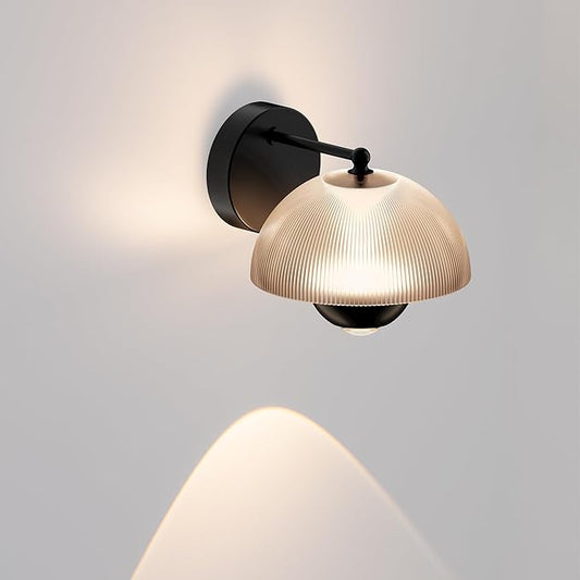 Tubicen Round Wall Sconce with Upper and Lower Lights 10W LED Dimmable Wall Light Fixture Modern Wall Sconces for Living Room Bedroom Hardwired 3000K Black