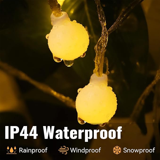 WERTIOO 2 Pack Battery Operated String Lights 33ft 100 LEDs Globe Fairy Lights with Remote Control for Outdoor/Indoor, Tent, Camping, Bedroom,Garden,Christmas Tree[8 Modes,Timer ] (Warm White)
