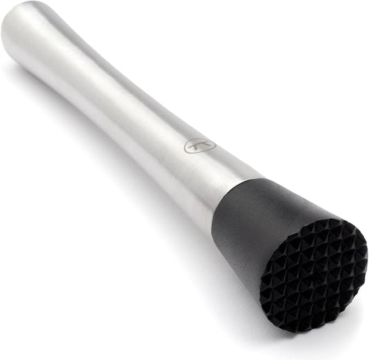 Outset Professional Cocktail Muddler, Stainless Steel With Silicone Tip, 8"