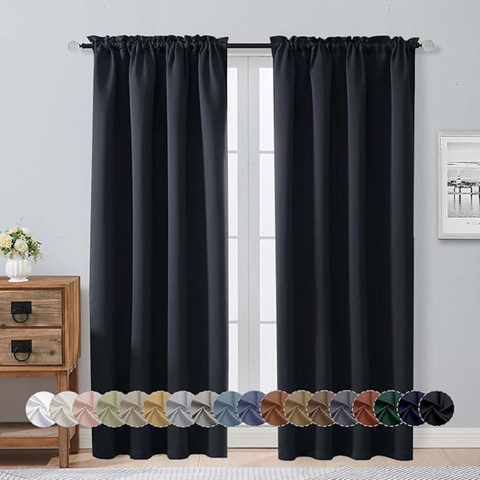 Aiyufeng Halloween Black Blackout Curtains for Bedroom 72 Inch Length 2 Panels Set, Privacy Thermal Insulated Rod Pocket Door Window Curtains for Patio French Door Front Door, W40 x L72 Inch