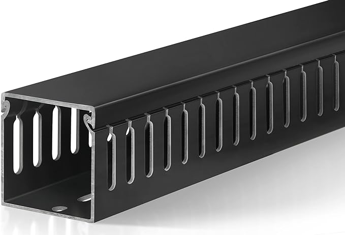 ZhiYo 99in(6X L16.5in) Professional Server Rack Cable Management Raceway, H2in x W2in Cable Raceway Kit, Electrically Safe PVC Open Slot Wire Raceway for Under Desk/Computer/Network Cords, Black