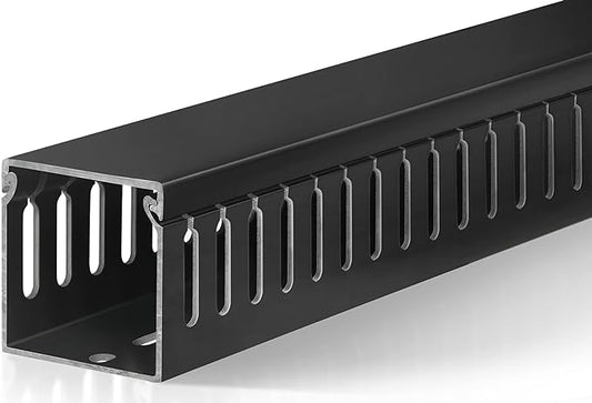 ZhiYo 99in(6X L16.5in) Professional Server Rack Cable Management Raceway, H2in x W2in Cable Raceway Kit, Electrically Safe PVC Open Slot Wire Raceway for Under Desk/Computer/Network Cords, Black