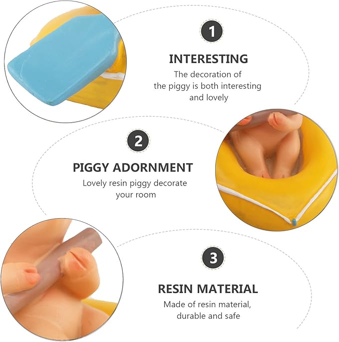 Mini Pig Figurine, Resin Home Decor, Lucky Animal Garden Statue for Micro Landscape (Pig Goes Kayaking)