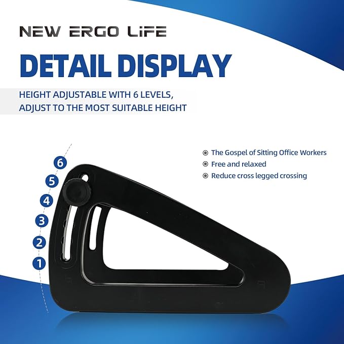 Ergonomic Footrest, Comfort Under Desk Foot Support, 6-Position Multi-angle Adjustable Foot Pedal, Ergonomic Posture Support, Footrest for Office and Home (White)