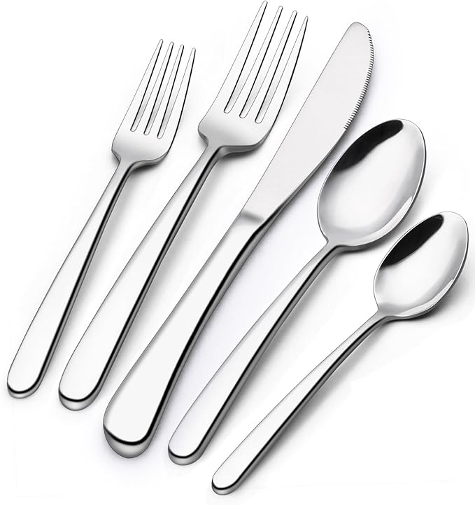 30-Piece Silverware Set for 6, Wildone Premium Stainless Steel Flatware Set, Heavy Duty Cutlery Utensil Set for Home Restaurant, Include Fork Knife Spoon Set, Dishwasher Safe