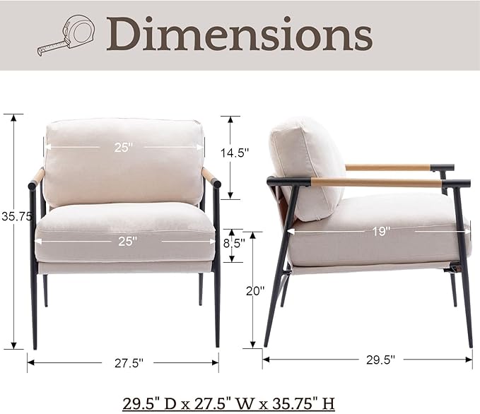 LukeAlon Mid Century Chenille Accent Chairs Set of 2, Ultra Soft Living Room Chairs with Metal Legs Modern Armchair Lounge Chairs Upholstered Comfy Leisure Chair for Bedroom Reception Area, Beige