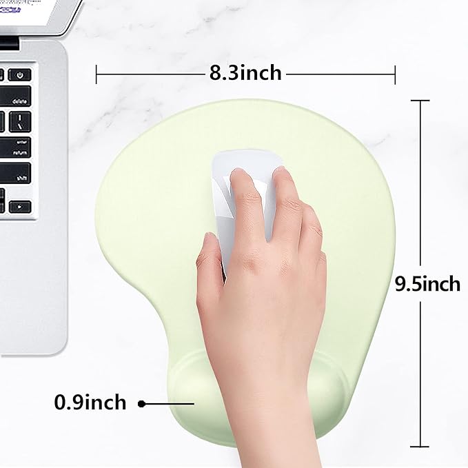 Hsurbtra Ergonomic Mouse Pad with Wrist Rest Support, Gel Mouse Pads with Non-Slip PU Base, Pain Relief Memory Foam Computer Mat, Cute Office Supplies Desk Decro Accessories, Lake Green
