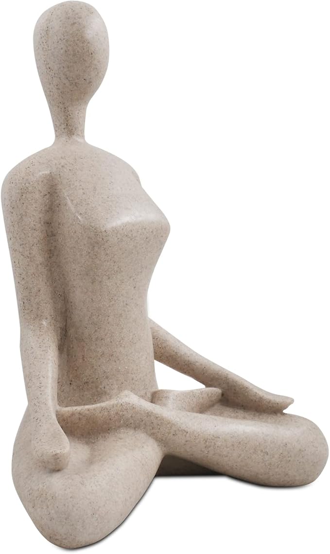 SIMON'S SHOP Yoga Sculpture Modern Accent Figurine for Living Room Workout Space Resin Desk Decor Yogis Statue Padmasana Lotus Posture