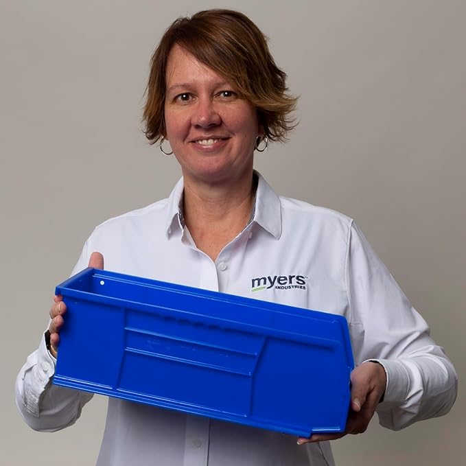 Akro-Mils 30234 AkroBins Plastic Storage Bins, Space-Saving Stackable Bins for Garage, Pantry, Craft Organization, 15" x 5" x 5", Green, 12-Pack