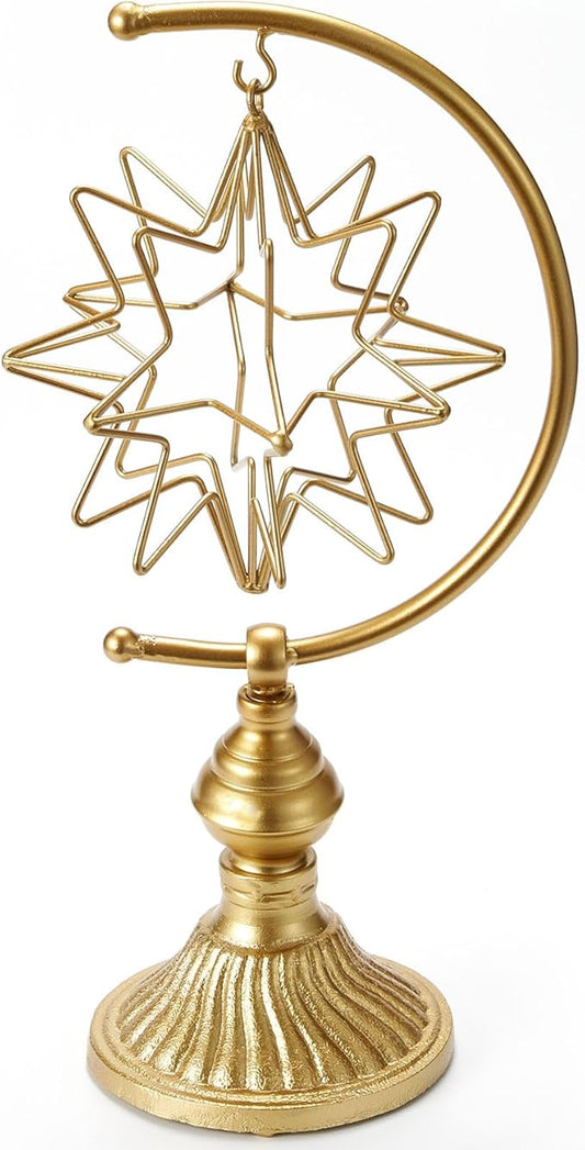 5.6" W x 16.3" H Metal Geometric Abstract Sculpture on Cast Iron Base,Metal Geometric Sculpture Decor Sphere, Tabletop,Living Room,Study,Bedroom,Home Decor