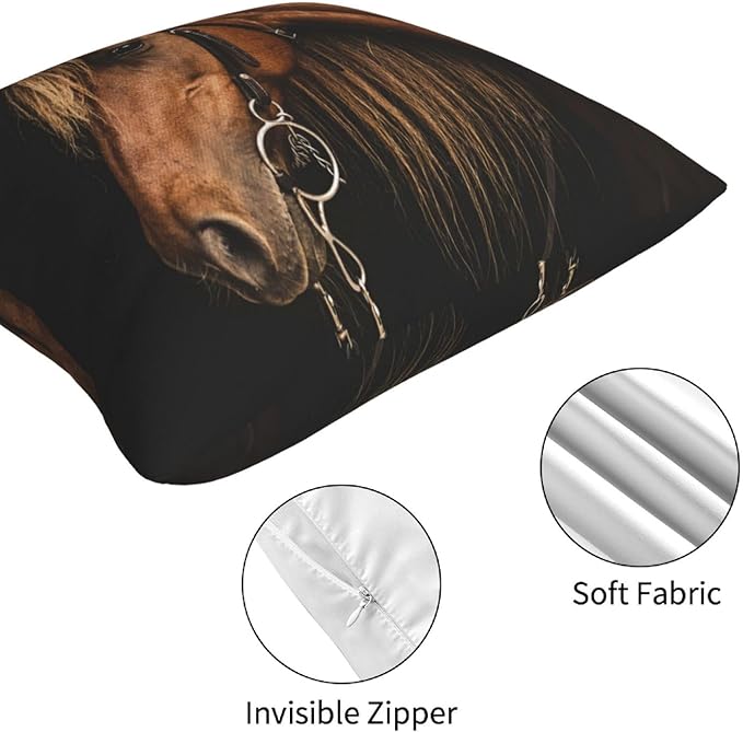 Set of 4 Throw Pillow Covers Horses Running Simply Creative Cartoon Animal Night Decorative Pillow Cases Home Decor Square 18x18 Inches Pillowcases