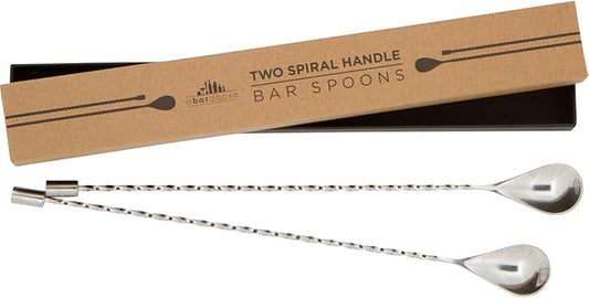 A Bar Above Bar Spoon Set, Spiral Handle, Stainless Steel Mixing Spoons for Cocktail Mixer Set, to Stir and Layer, Basic Professional or Home Bars Accessories (Stainless Steel, Spiral)