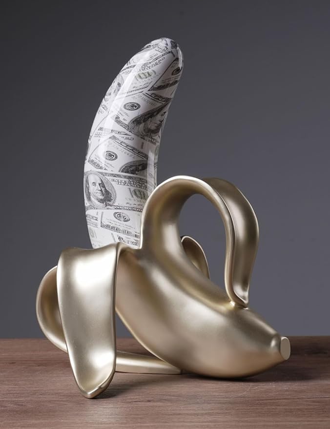 Abstract Sculpture Decor Modern Arts Banana Figurine Table Centerpiece Statue Polyresin 13.4 inch