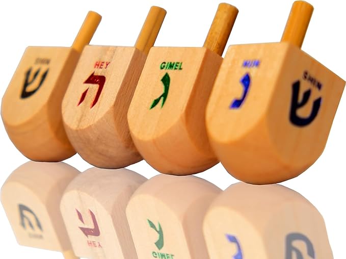 Natural Wood Dreidels Hanukkah Draydel with English Transliteration & Instruction Cards (1000-Pack)