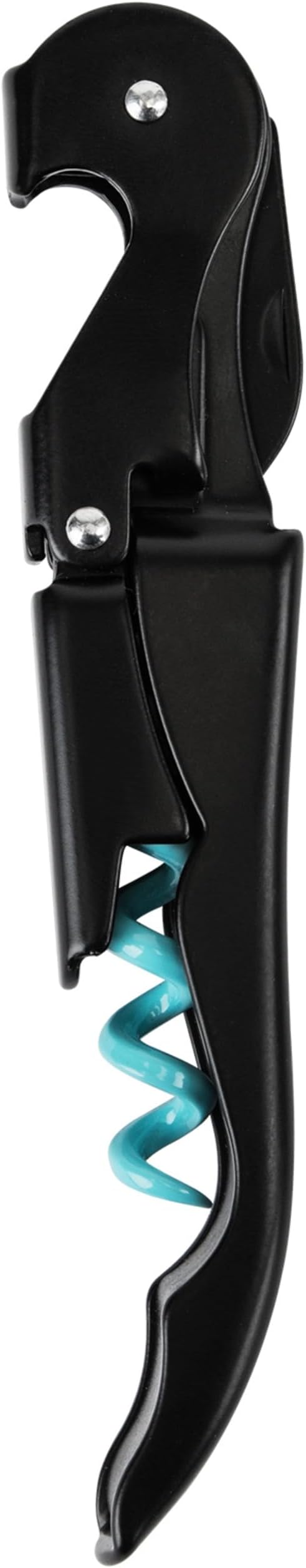 True Truetap Double Hinged Waiter's Corkscrew Wine Opener, Stainless Steel Wine Bottle Opener with Built In Foil Cutter, Home Bar Tools, Bar Cart Accessories, Wedding Gifts, Set of 1, Black Blue