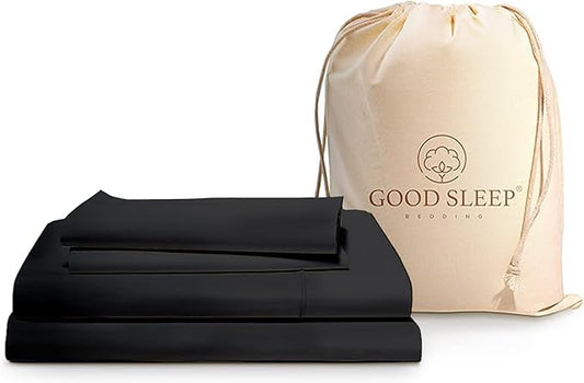 Good Sleep Bedding King Size Sheets Set Deep Pockets - 4 Pc, 1000 TC King Sheet Set, 100% Egyptian Cotton Bedsheets King Size Bed, Soft & Breathable King Size Sheets, FIts Upto 16 Inch - Black