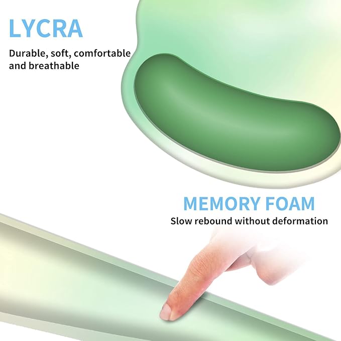 Ergonomic Keyboard Mouse Pad Wrist Rest Support Set for Laptop/Computer/Desktop,Memory Foam Hand Rest Wrist Cushion for Gaming/Office,Lightweight Comfortable & Pain Relief (Yellow Green)