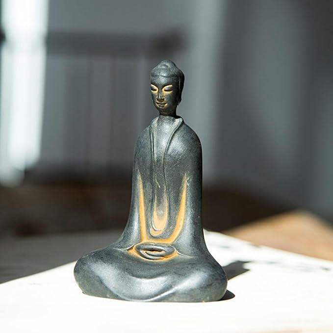 Faceless Buddha Statue, Solid Cast Iron Buddha Figurine, Indoor/Outdoor Zen Decor for Meditation & Spiritual Room