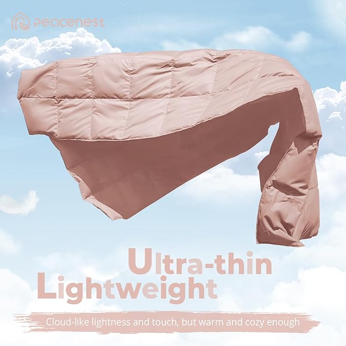 Peace nest Down Throw Blankets for Couch 50x70” Down Blanket for Indoor and Outdoor use Small Soft Lightweight Throw Blanket Pink