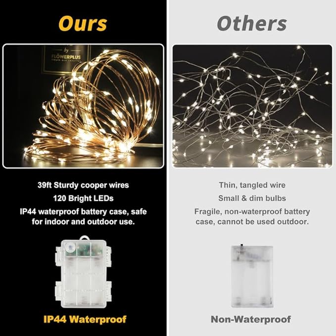 USB and Battery Operated Fairy Lights, 39Ft 120 LED Color Changing Fairy Lights with Remote and Timer, Battery Powered Twinkle String Lights for Bedroom, Party, Indoor Christmas Party Halloween Decor