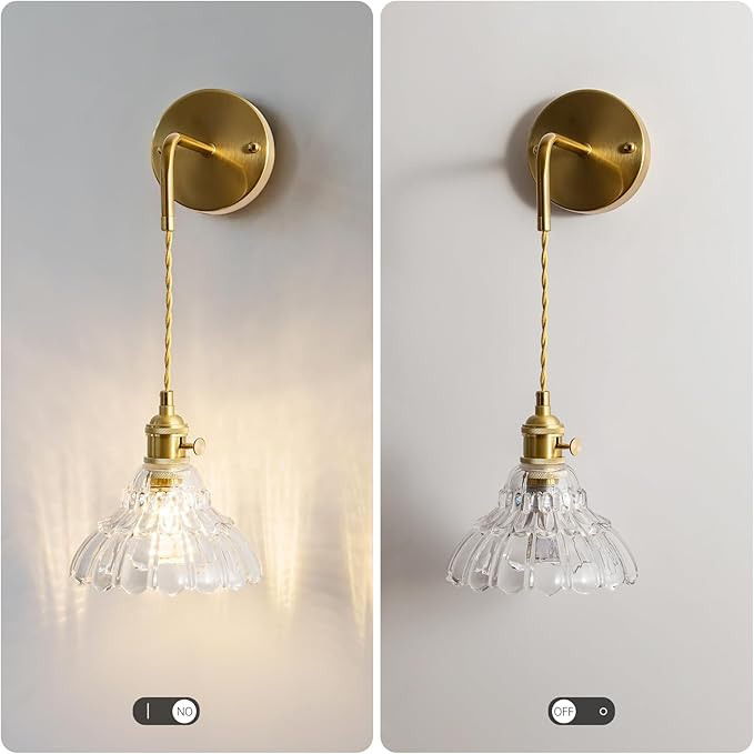 KSRYSZCQ Wall Sconces Set of 2,Modern Gold Vanity Lights with Clear Glass Shade, Hardwired Bathroom Wall Sconce Lighting Fixtures for Kitchen Over Sink Living Room Hallway Cabinet Porch
