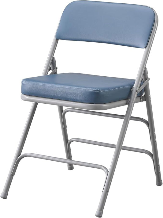 KAIHAOWIN Folding Chairs Ultra Thick Padded Foldable Chair Indoor Comfortable Metal Chairs with Super Soft Cushion-Blue