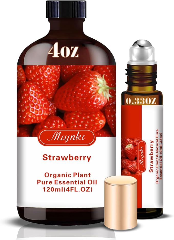 Strawberry Essential Oil-Strawberry Fragrance Oil 4.33oz (130ml)-100% Pure Natural Scent for Diffusers, Candles, Soap Making & Aromatherapy-Relaxing Home & Gift Essential Oil for Bath, Massage
