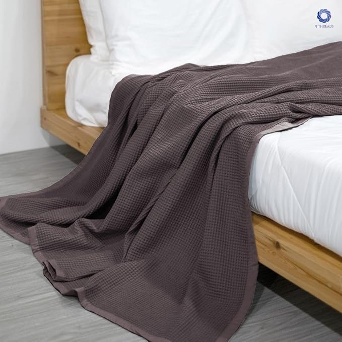 GOTS Certified Organic Cotton Waffle Weave Blanket, Throw Bed Blanket, 50"X60"Cozy Throw Blanket for Couch, Modern Home Decor, Throw Blankets,Waffle Blanket, Soft Bed Blankets -Charcoal Grey