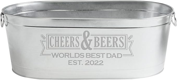Let's Make Memories Personalized Cheers & Beers Beverage Tub – Custom Galvanized Drink Tub – For Indoor/Outdoor Entertaining – 20 ¾"L x 11 ¾"W x 7"H - 5.5 Gallons