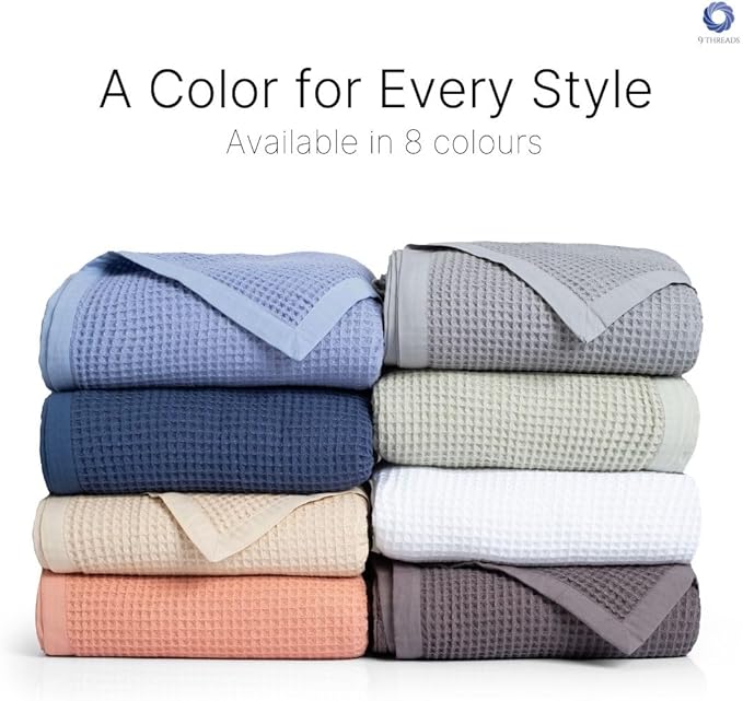 GOTS Certified Organic Cotton Waffle Weave Blanket, Throw Bed Blanket,50"X60" Cozy Throw Blanket for Couch, Modern Home Decor, Throw Blankets, Comfy Waffle Blanket & Soft Bed Blankets -White