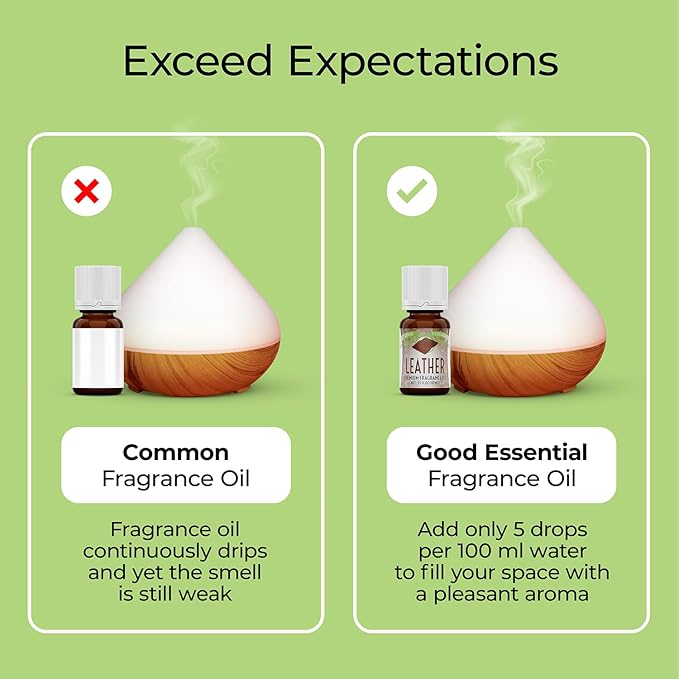 Good Essential Professional Leather Fragrance Oil, 0.33 Fluid Ounces - Leather Scent for Candle Warmers, Wax Melts, and Diffusers
