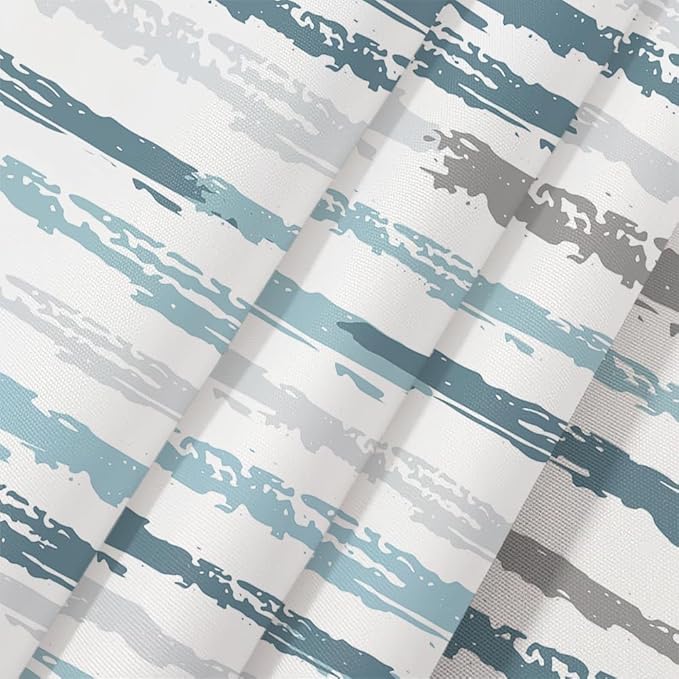 JAWO Abstract Blue Shower Curtain for Bathroom Decor, Modern White Grey Stripe Aesthetic Minimalist Geometric Simple Neutral Watercolor Painting Waterproof Polyester Shower Curtain with Hooks,69X84