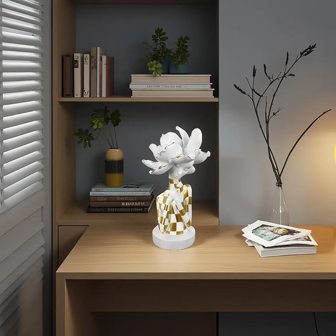 African Statues for Home Decor, Sculptures Decorations for Living Room, 11'' African Lady Art Bust Figurines, African Modern Aesthetic Ornament for Shelf and Tables, Décor Accents Gifts for Women