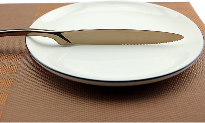 Cutlery Set Rose Gold, 5 Piece Rose Gold Plated Stainless Steel Silverware Flatware Sets, Service for 1