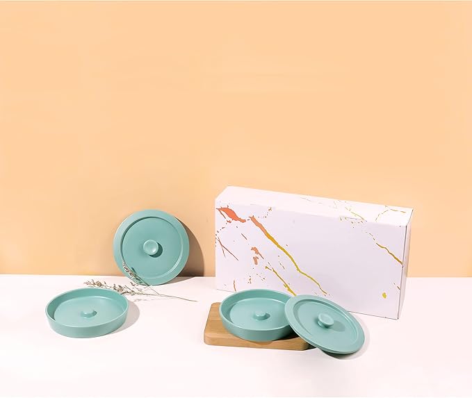 Margarita Salt Rimmer Set of 2 with Lids (Made of Ceramic) Home Bar Accessories Margarita Gift Bartender Kit, Salt Sugar Glass Rimmer for Cocktails, St Patricks Day Accessories Decorations