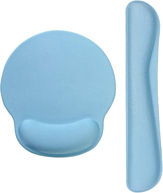 Ergonomic Keyboard Mouse Pad Wrist Rest Support Set for Laptop/Computer/Desktop,Memory Foam Hand Rest Wrist Cushion for Gaming/Office,Lightweight Comfortable & Pain Relief (Blue)
